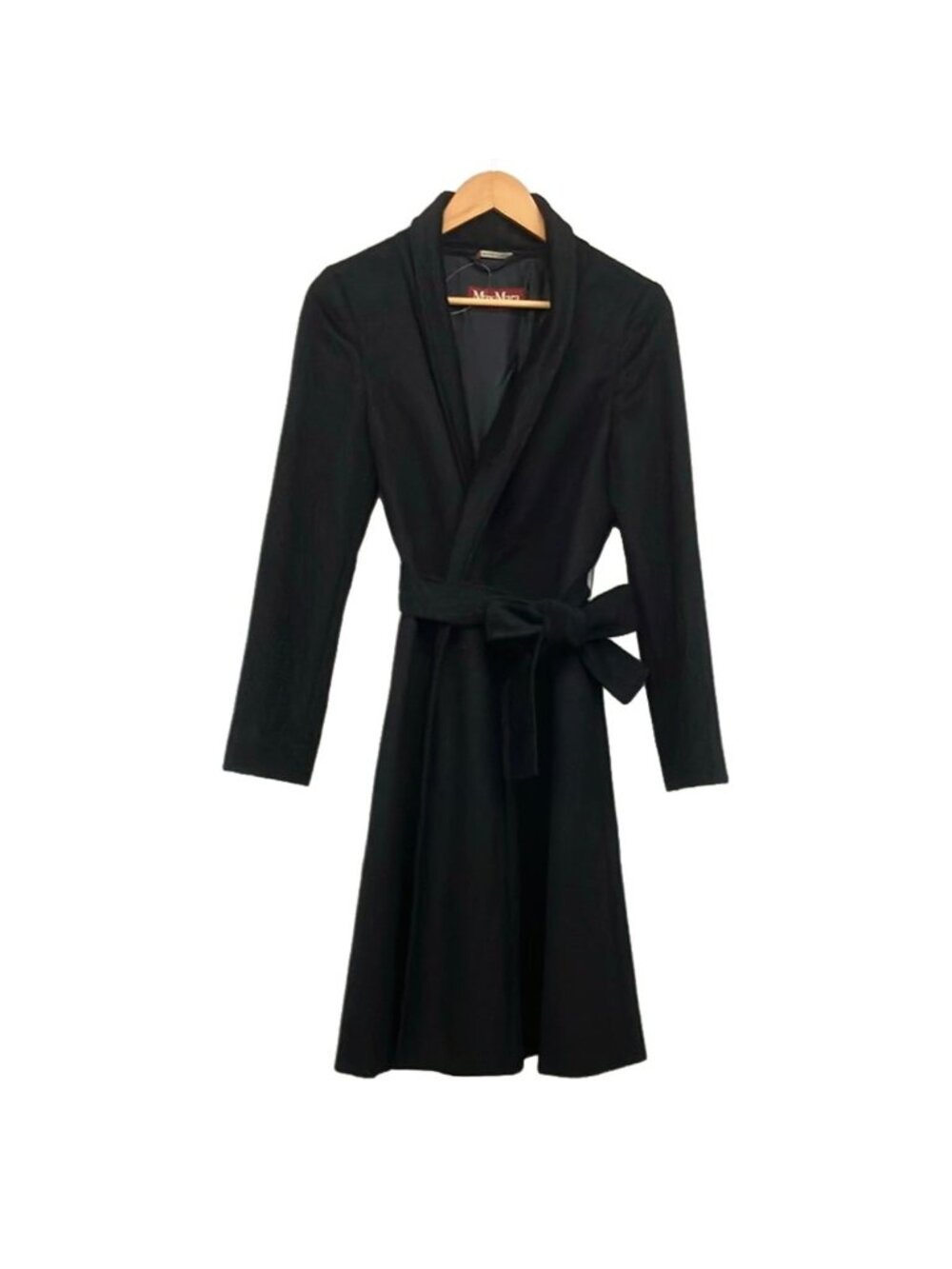 Max Mara Studio Coat Black Cashmere Mixed 38